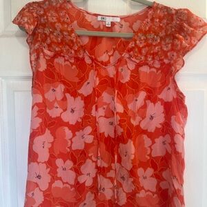 DR2 Women's Orange and Pink Floral Blouse
